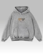 Bluza oversize z kapturem <br>Serce Pełne Miłości <br>Haft, Efekt sprania, edycja ORANGE